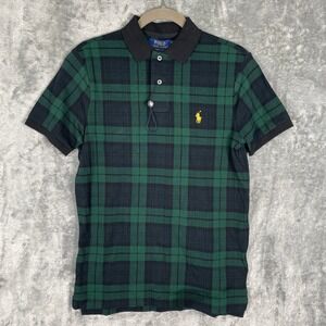 Polo Ralph Lauren Polo Shirt Mens S Green Plaid Custom Slim Fit Gold Pony NWOT